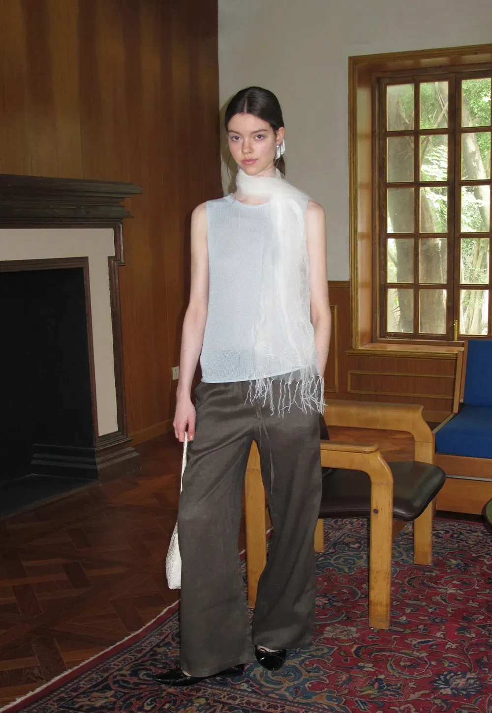 Drawstring Waist Wide Leg Casual Pants