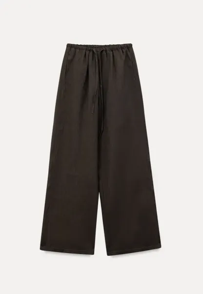 Drawstring Waist Wide Leg Casual Pants