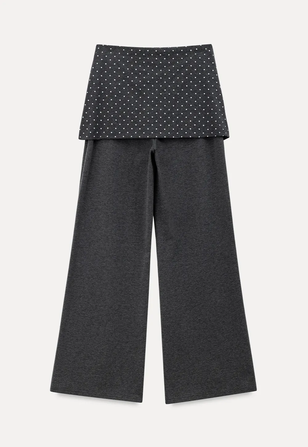 Polka Dot Overlay High Waist Wide Leg Casual Pants