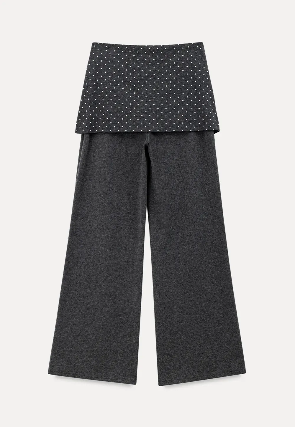 Polka Dot Overlay High Waist Wide Leg Casual Pants