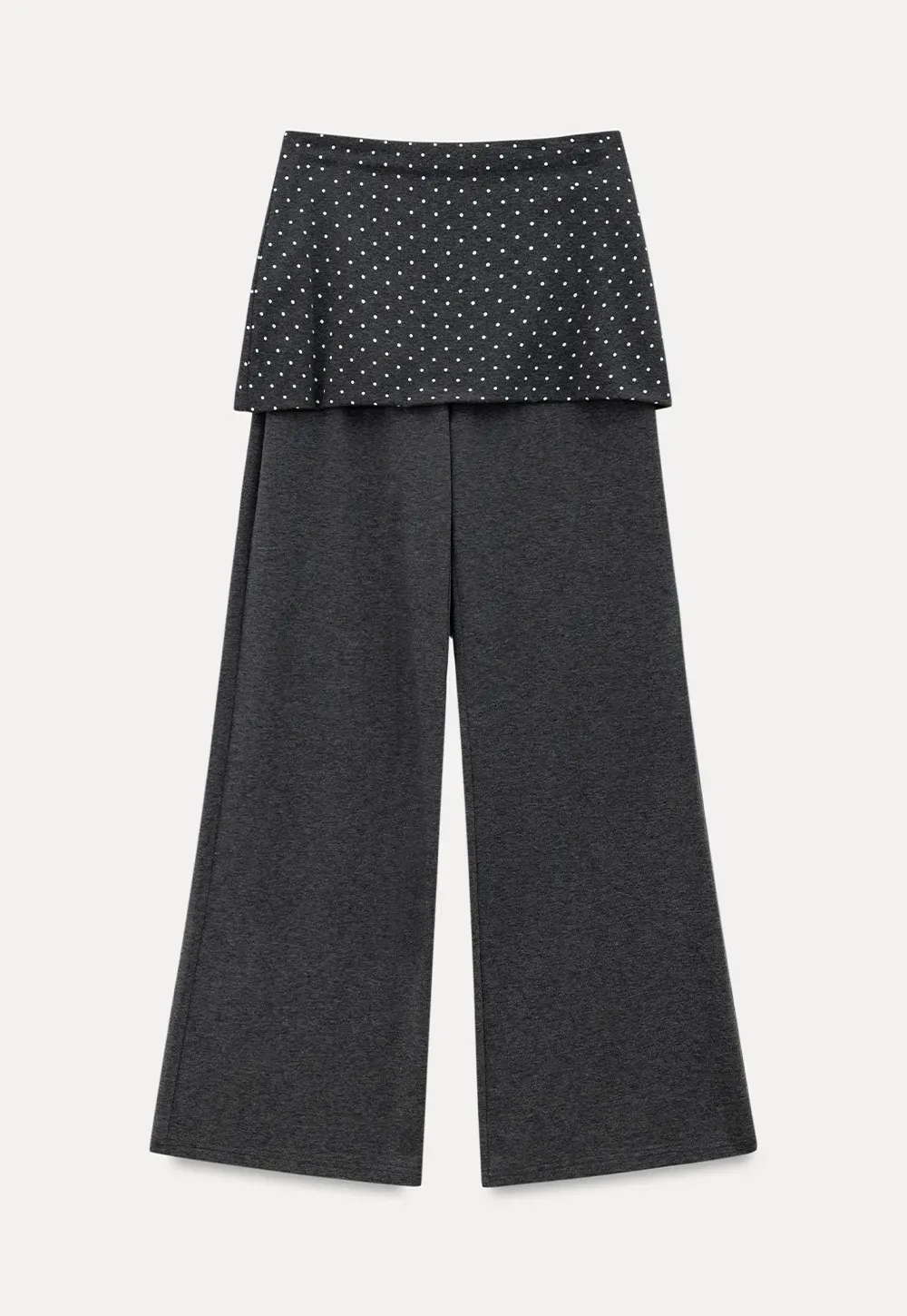 Polka Dot Overlay High Waist Wide Leg Casual Pants