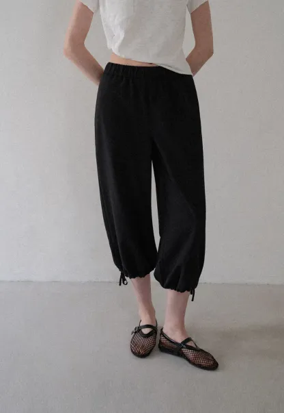 Lässige, lässige Hose mit weitem Bein und Kordelzugbund