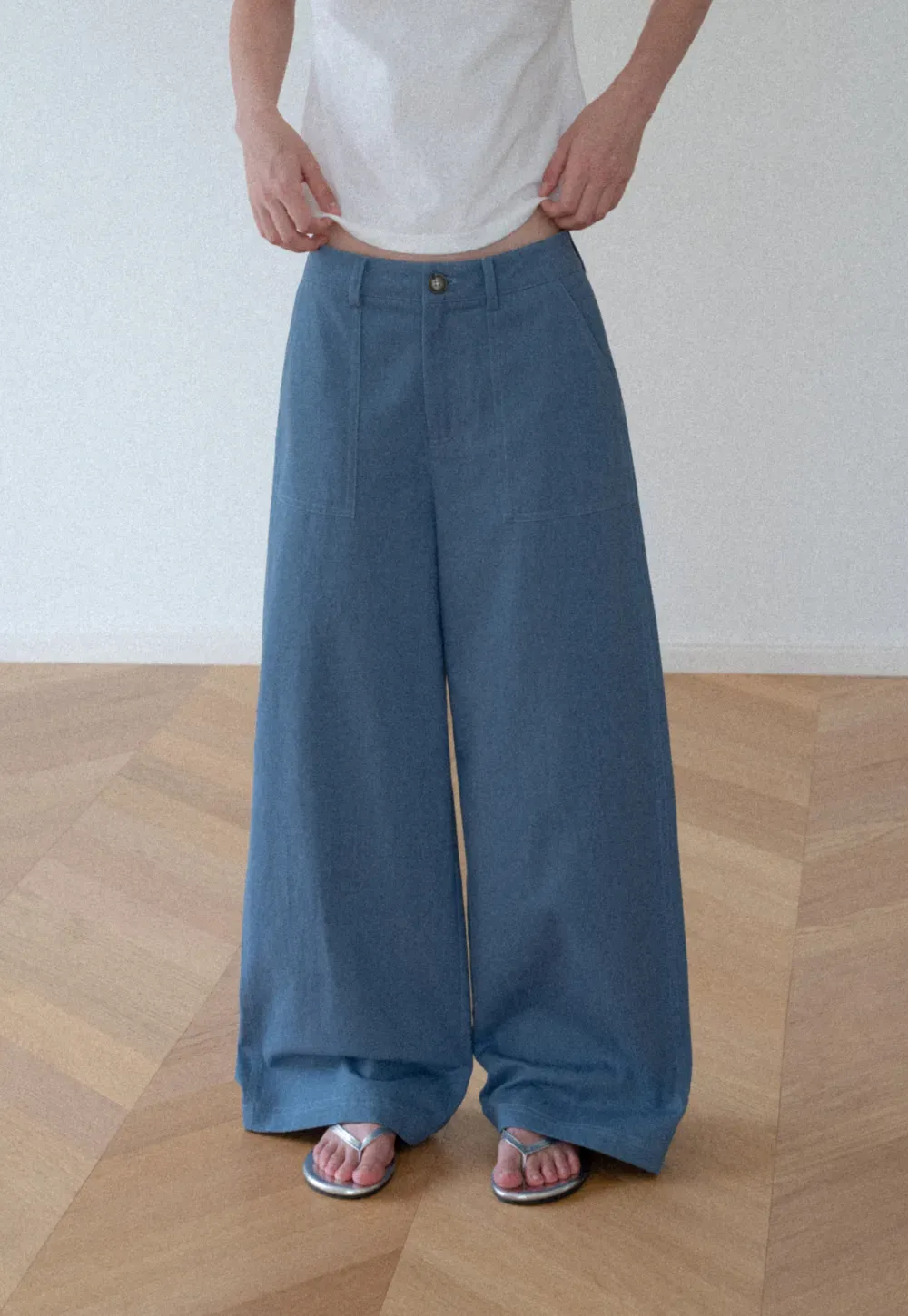High Waist Wide Leg Pleated Casual Pants