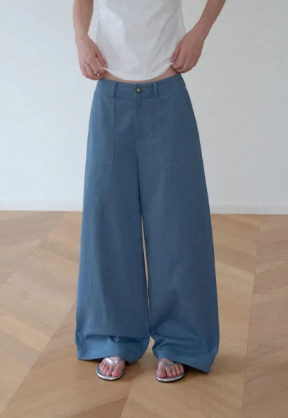 High Waist Wide Leg Pleated Casual Pants