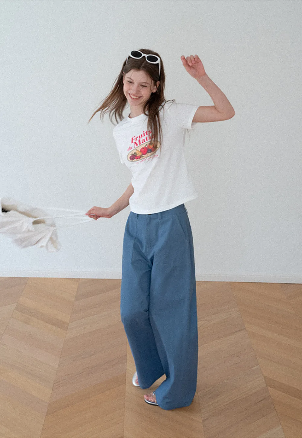 High Waist Wide Leg Pleated Casual Pants