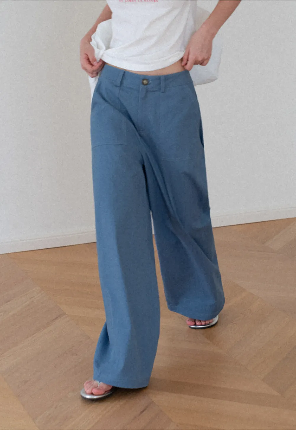 High Waist Wide Leg Pleated Casual Pants