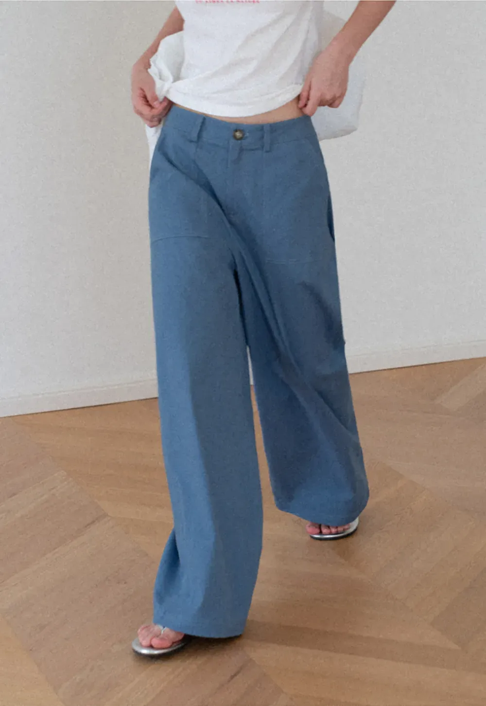 High Waist Wide Leg Pleated Casual Pants
