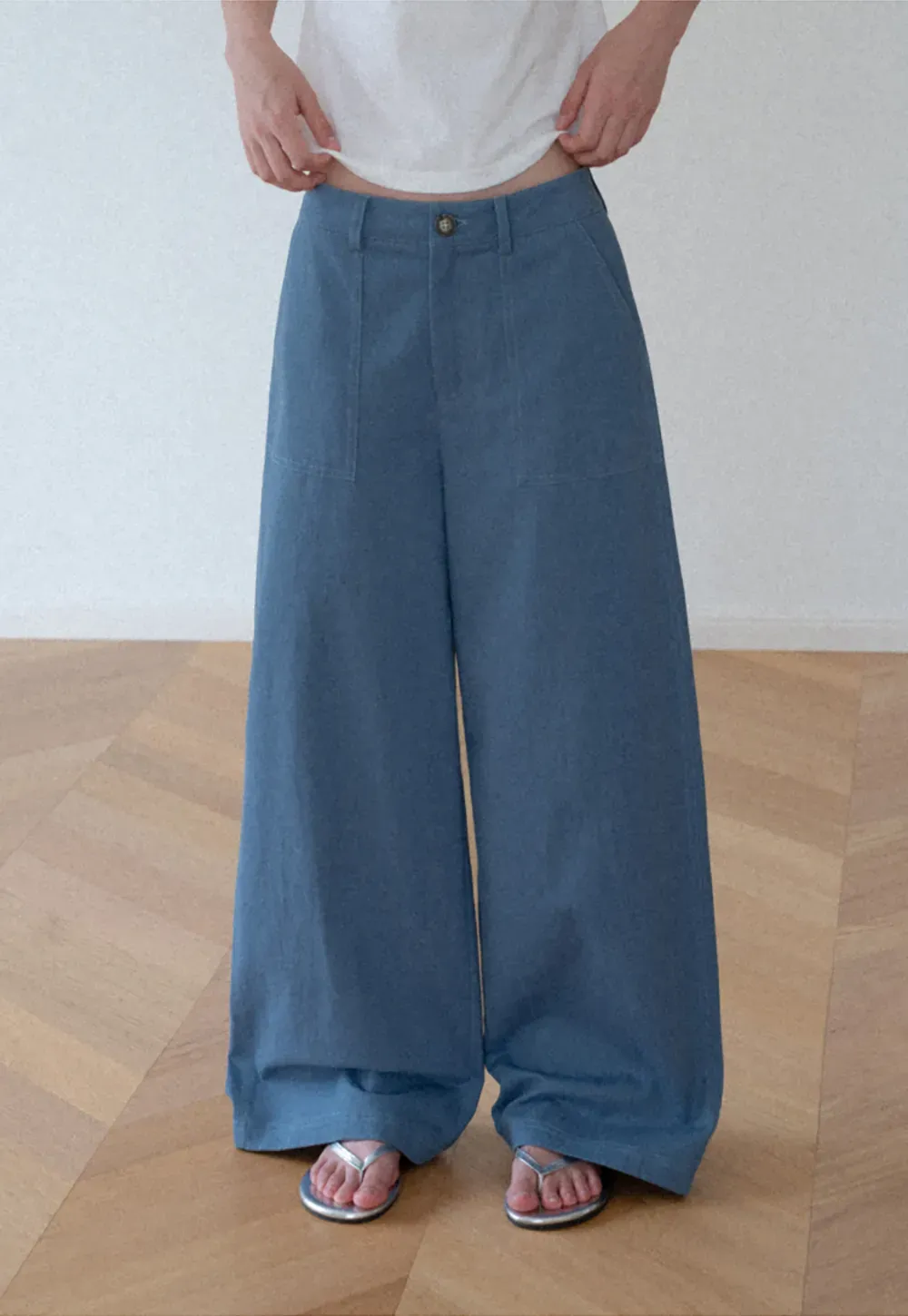 High Waist Wide Leg Pleated Casual Pants