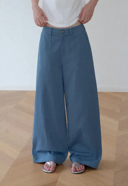 High Waist Wide Leg Pleated Casual Pants
