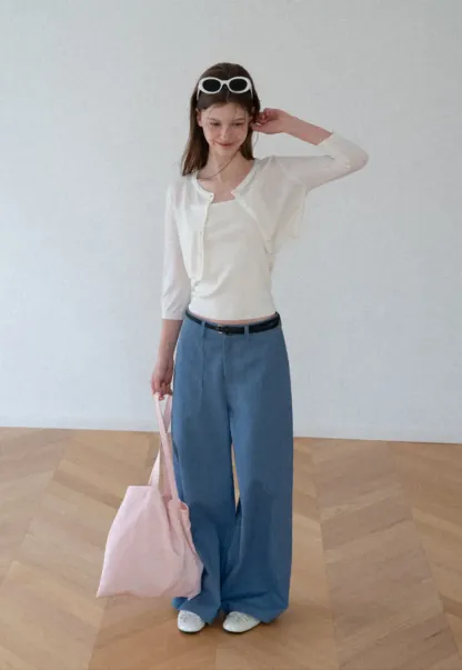 High Waist Wide Leg Pleated Casual Pants