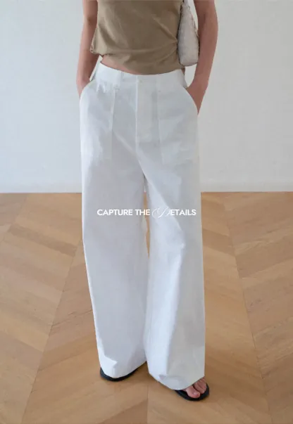 High Waist Wide Leg Pleated Casual Pants
