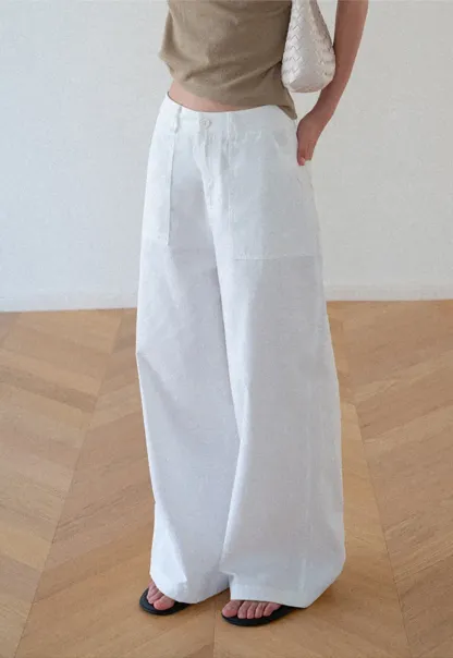 High Waist Wide Leg Pleated Casual Pants