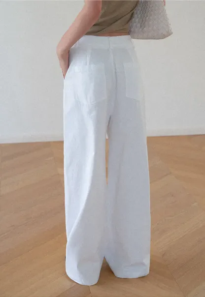 High Waist Wide Leg Pleated Casual Pants
