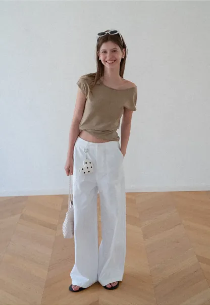 High Waist Wide Leg Pleated Casual Pants