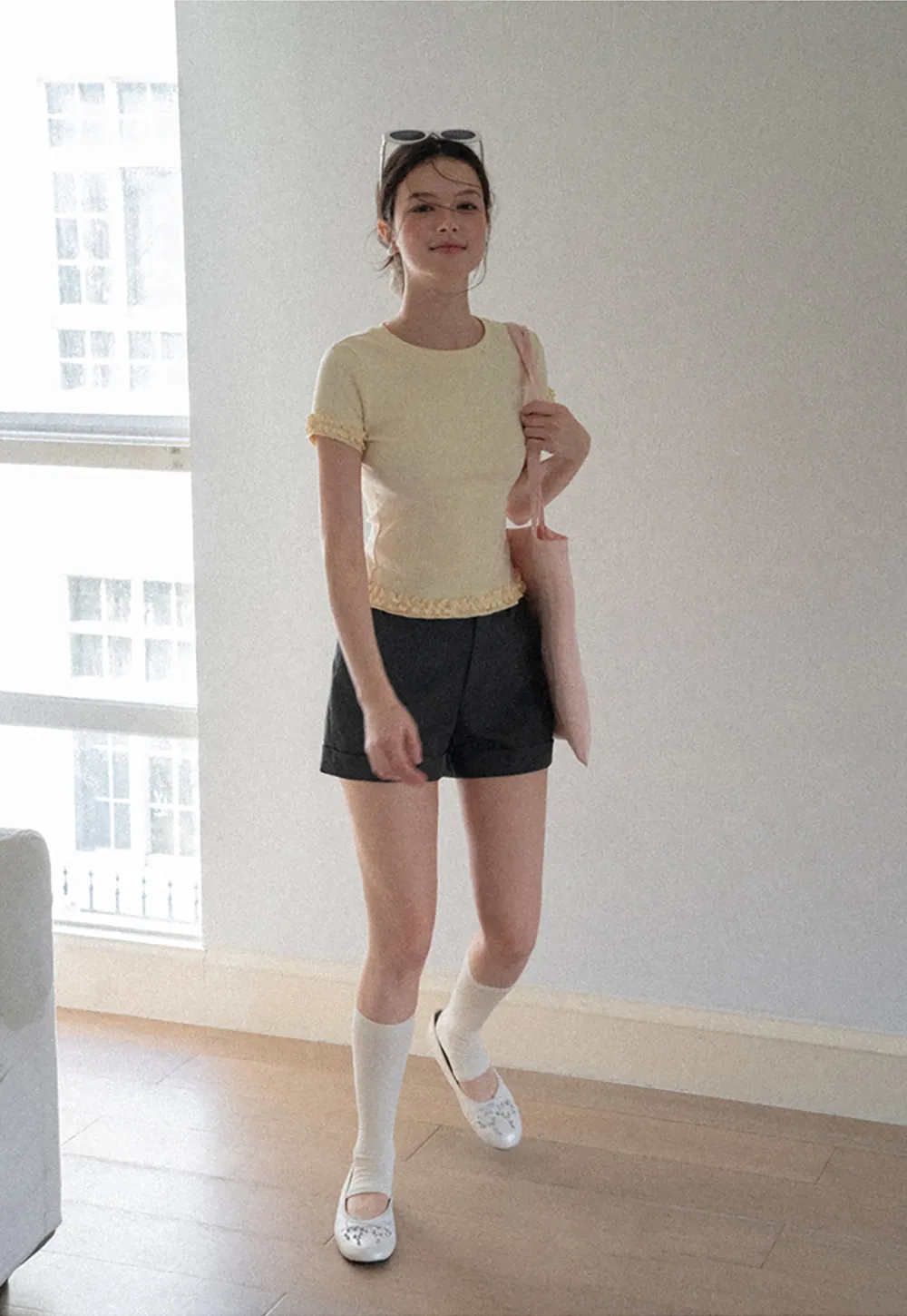 High Waist Cuffed Tailored Shorts