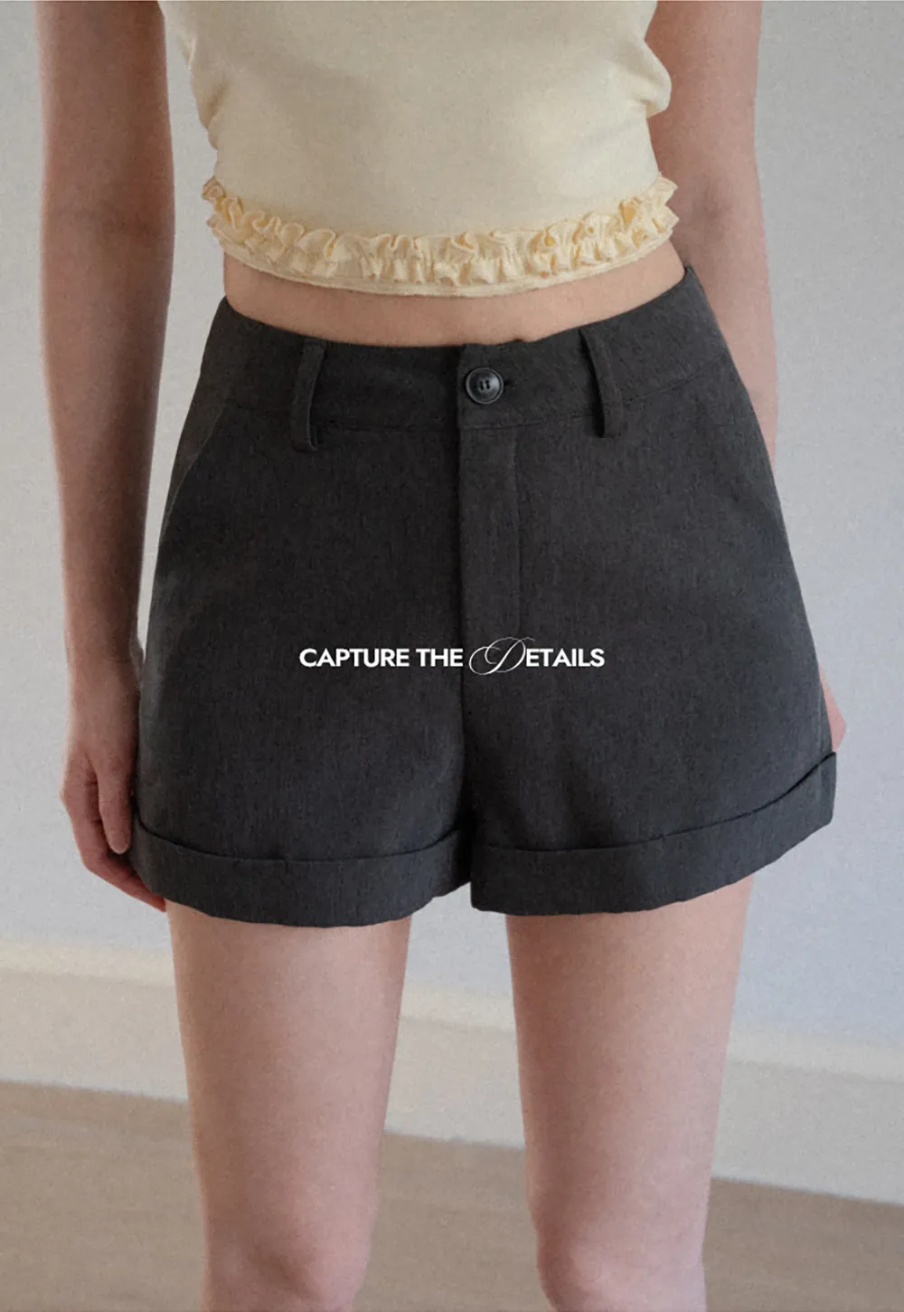 High Waist Cuffed Tailored Shorts