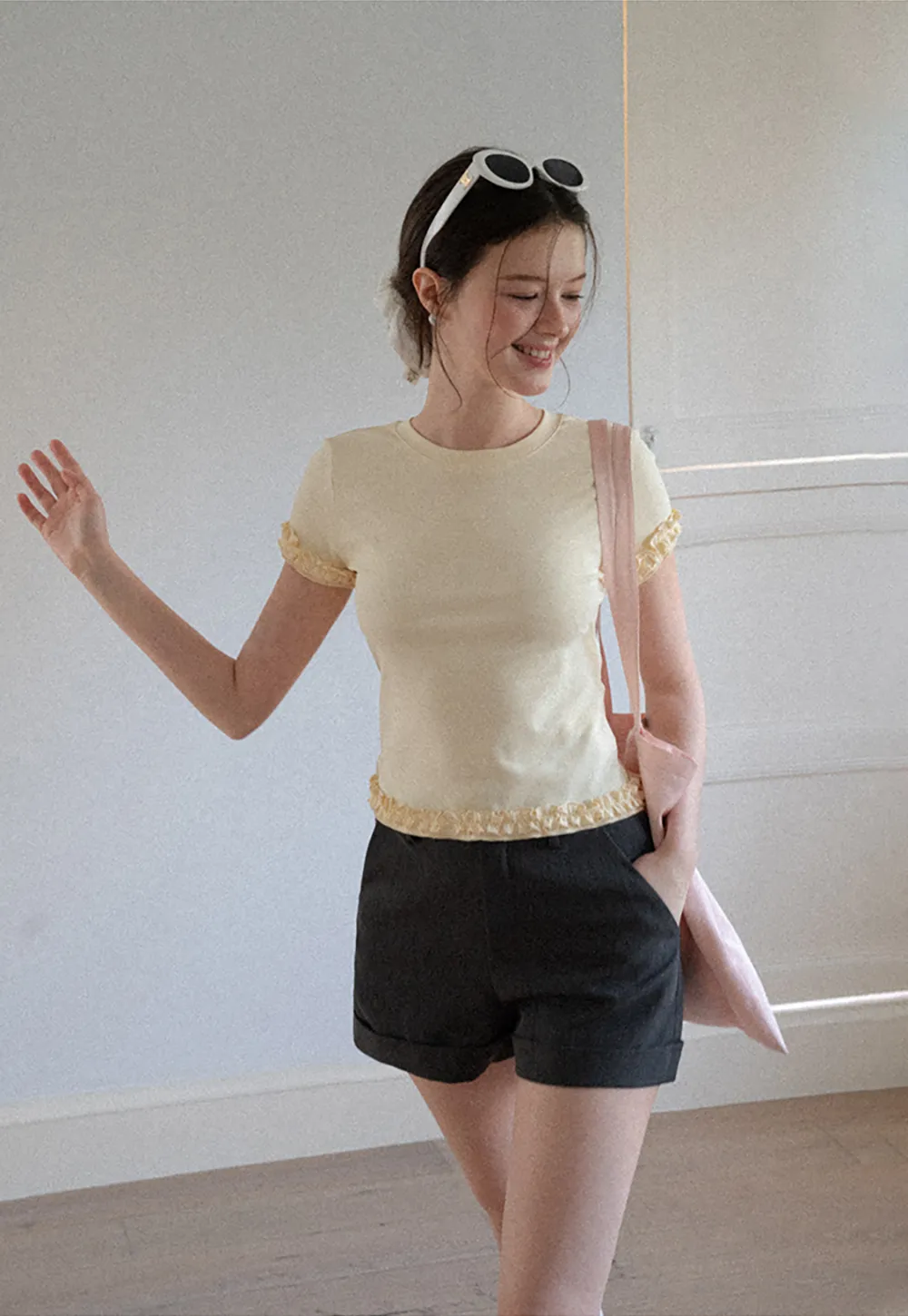 High Waist Cuffed Tailored Shorts