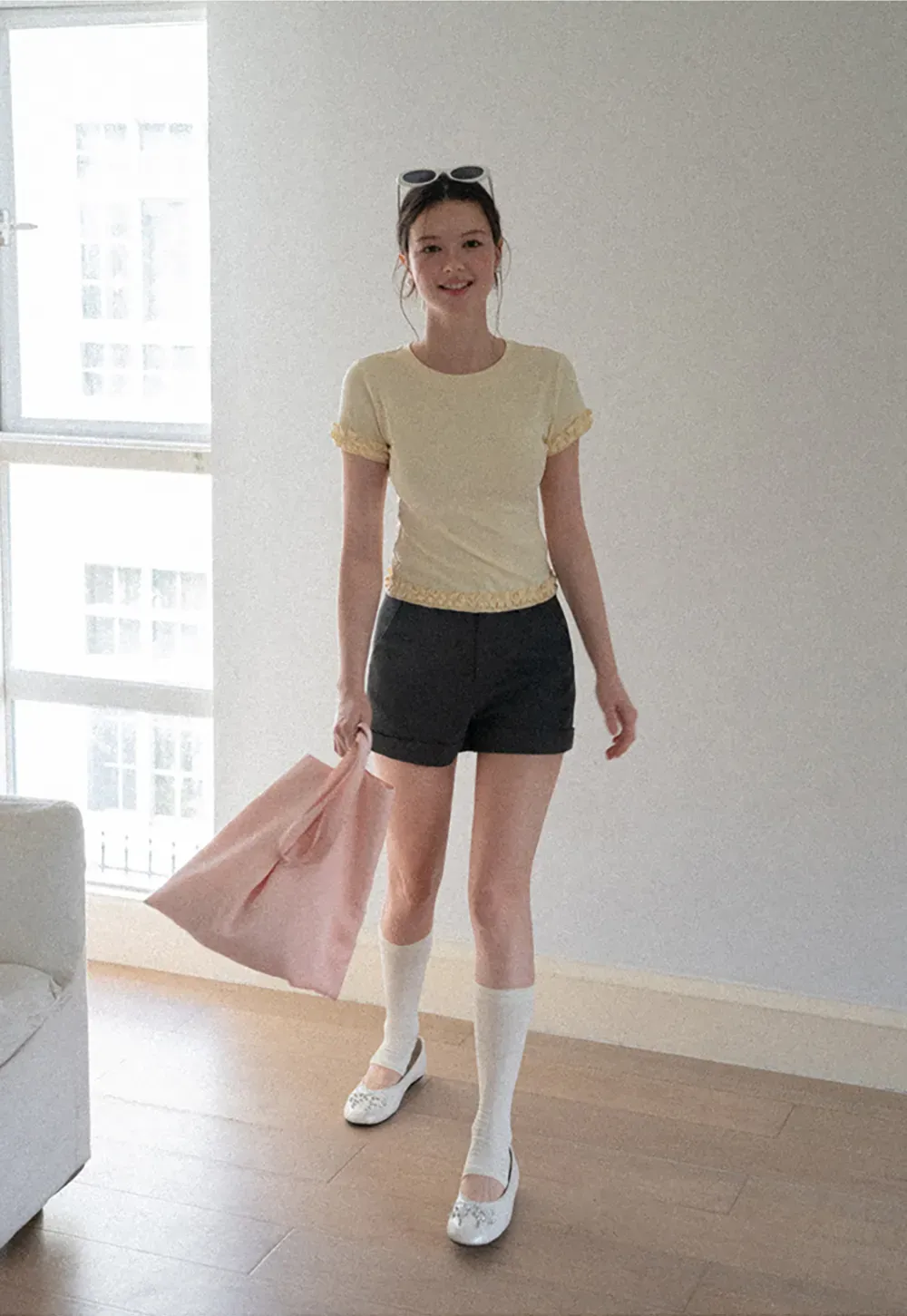 High Waist Cuffed Tailored Shorts