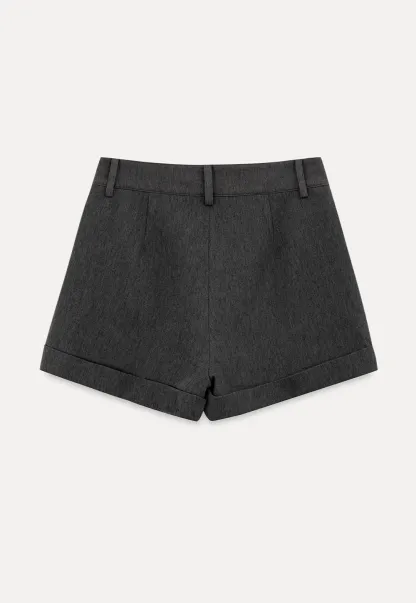 High Waist Cuffed Tailored Shorts