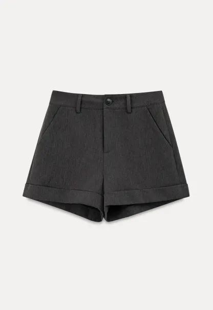 High Waist Cuffed Tailored Shorts