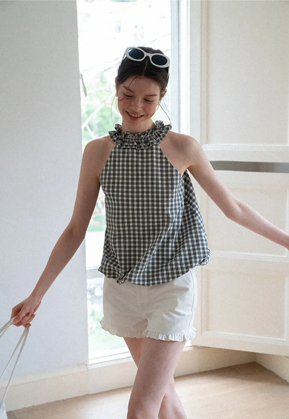 Ruffled Hem High Waist Shorts