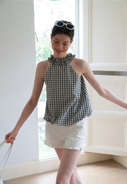Ruffled Hem High Waist Shorts