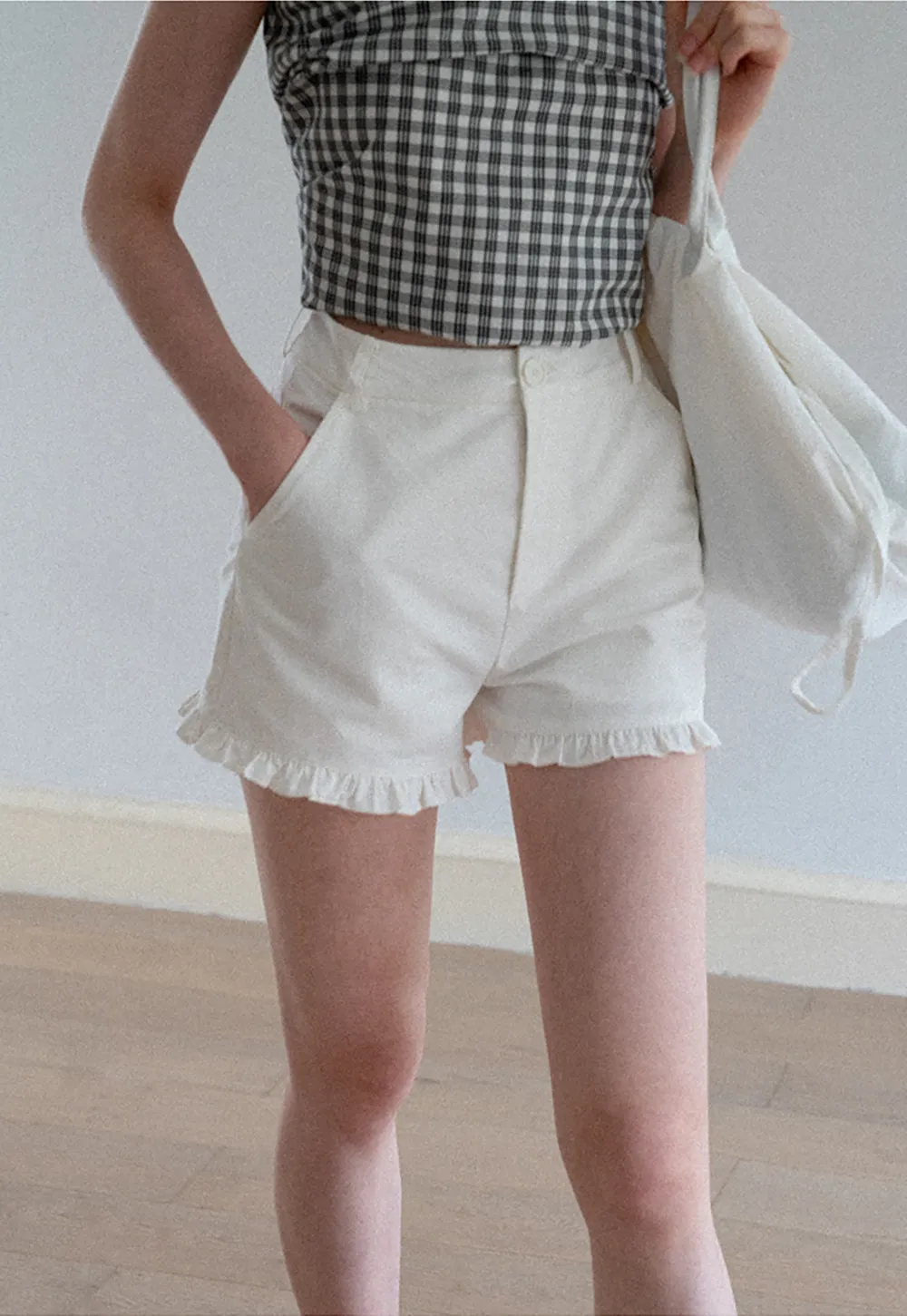 Ruffled Hem High Waist Shorts