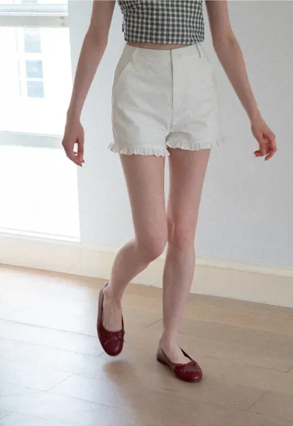 Ruffled Hem High Waist Shorts