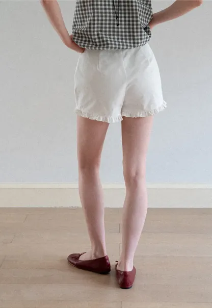 Ruffled Hem High Waist Shorts