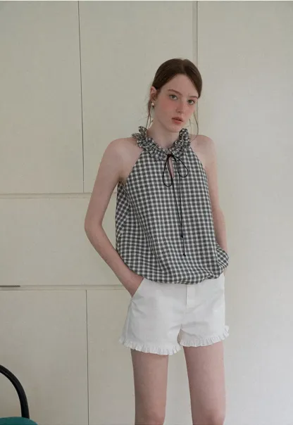 Ruffled Hem High Waist Shorts