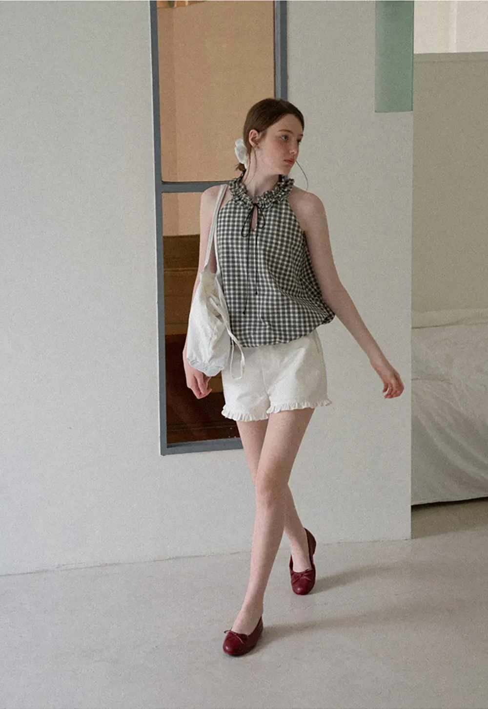 Ruffled Hem High Waist Shorts