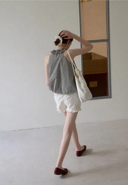 Ruffled Hem High Waist Shorts