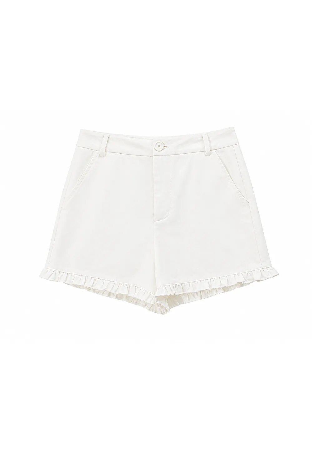 Ruffled Hem High Waist Shorts