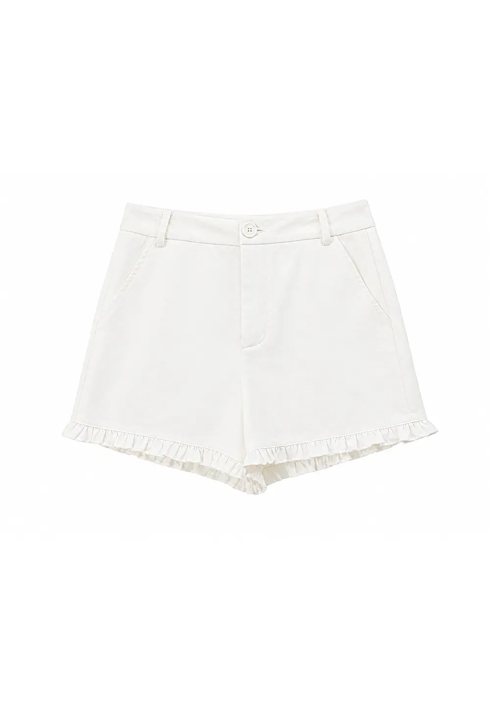 Ruffled Hem High Waist Shorts