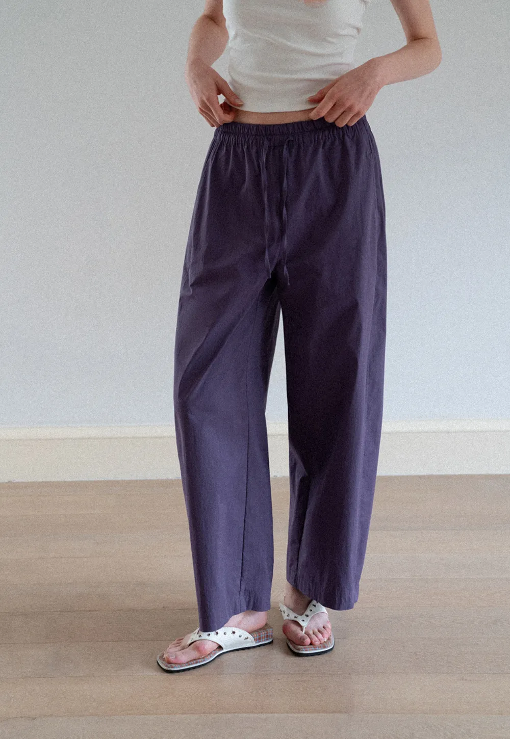 Elastic Waist Drawstring Wide Leg Casual Pants