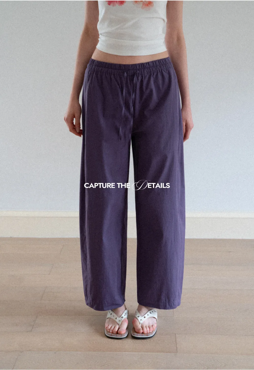 Elastic Waist Drawstring Wide Leg Casual Pants