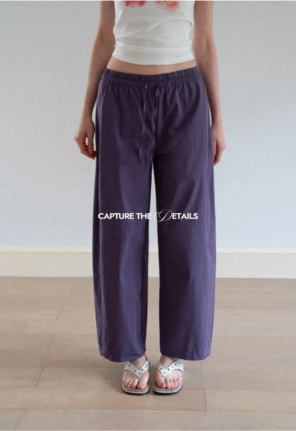 Elastic Waist Drawstring Wide Leg Casual Pants