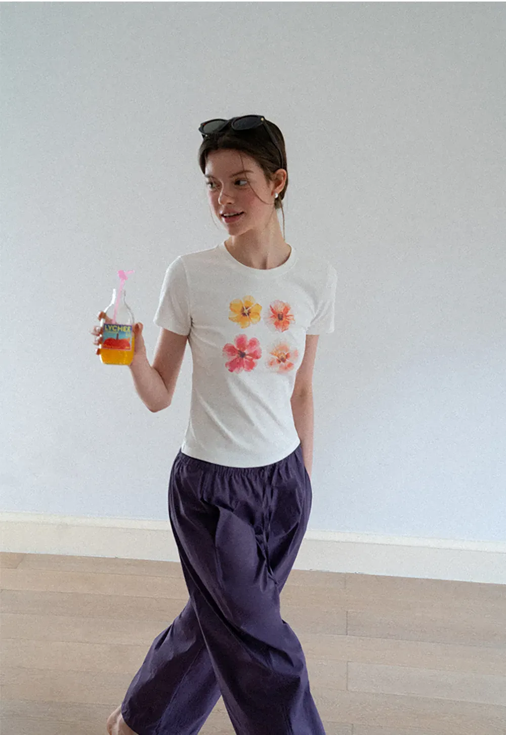 Elastic Waist Drawstring Wide Leg Casual Pants