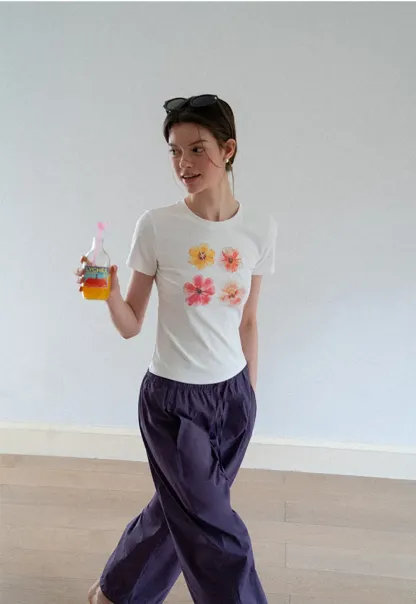 Elastic Waist Drawstring Wide Leg Casual Pants