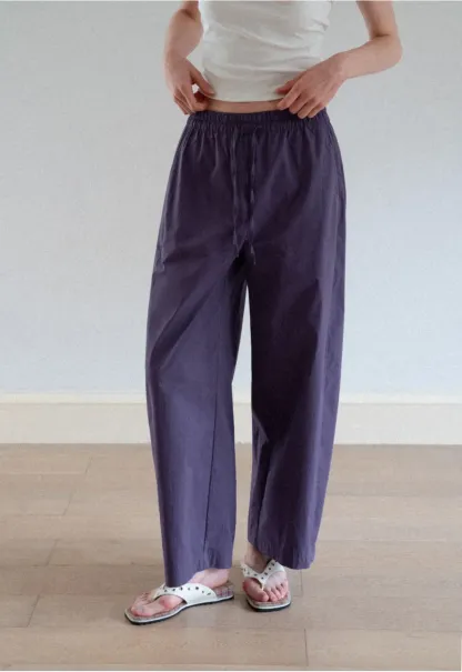 Elastic Waist Drawstring Wide Leg Casual Pants
