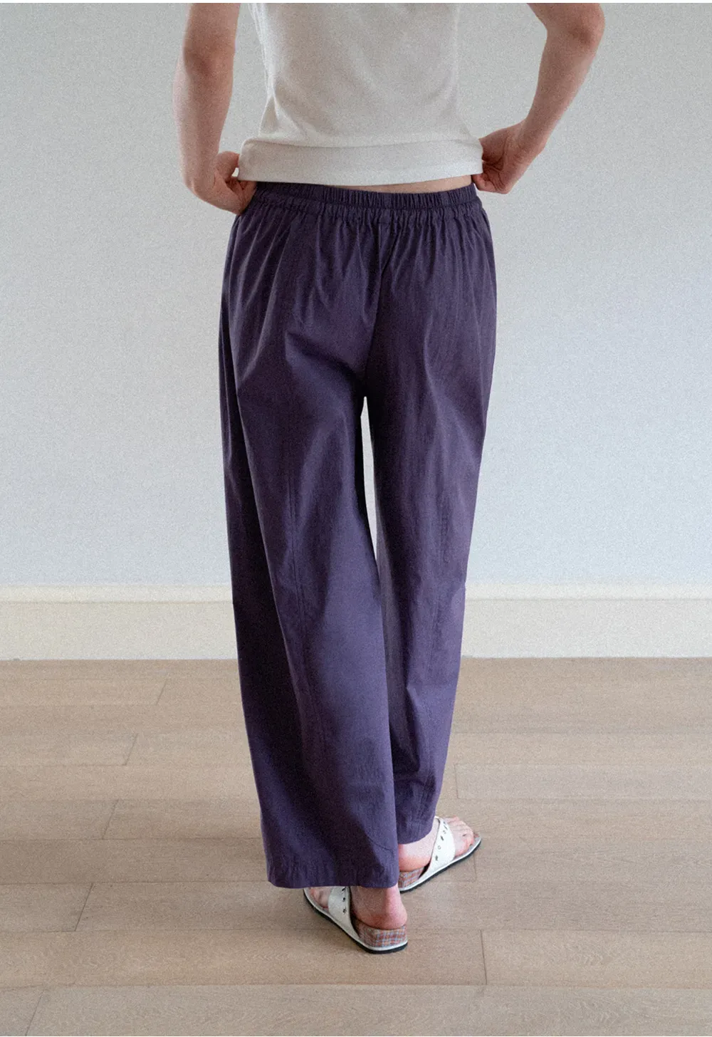 Elastic Waist Drawstring Wide Leg Casual Pants