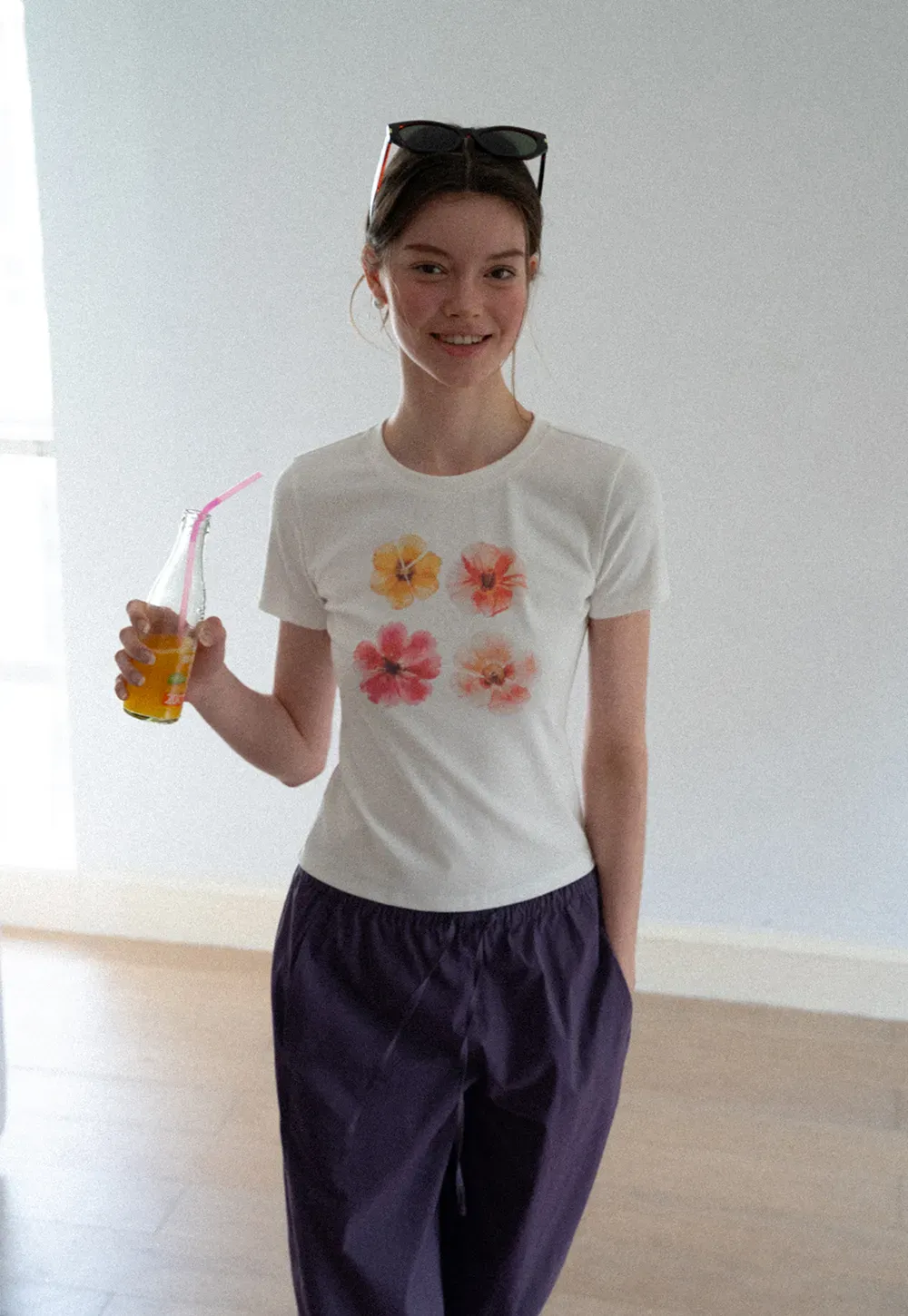 Elastic Waist Drawstring Wide Leg Casual Pants