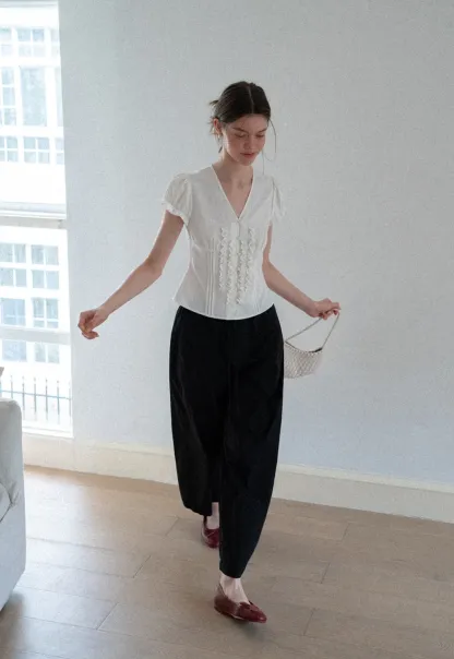 Elastic Waist Drawstring Wide Leg Casual Pants