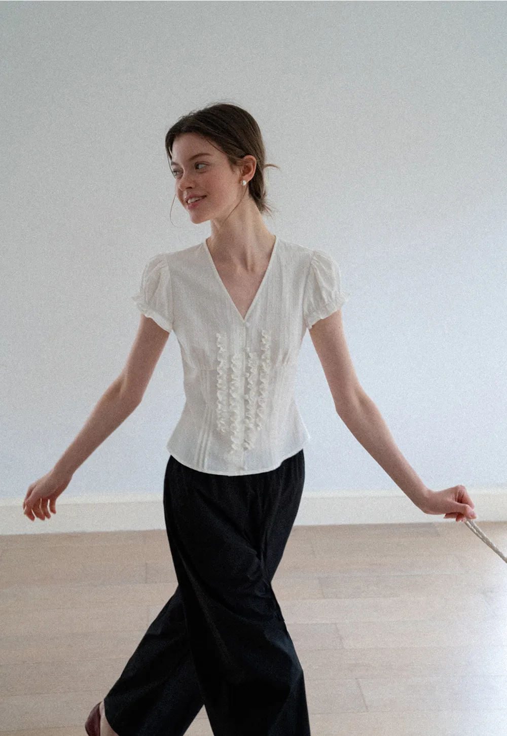 Elastic Waist Drawstring Wide Leg Casual Pants