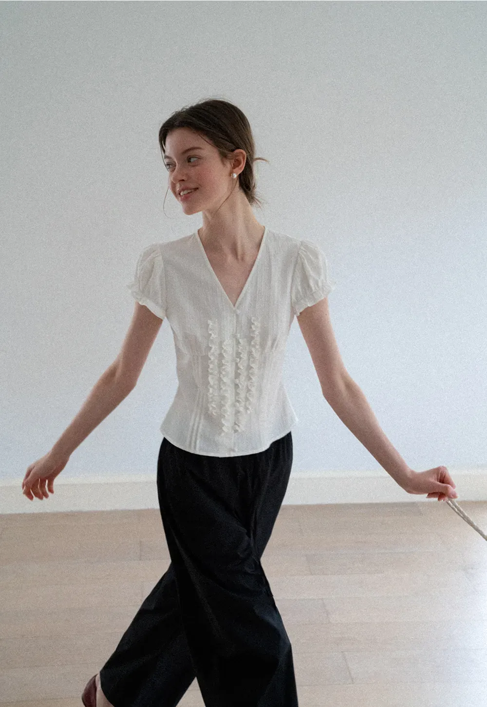 Elastic Waist Drawstring Wide Leg Casual Pants