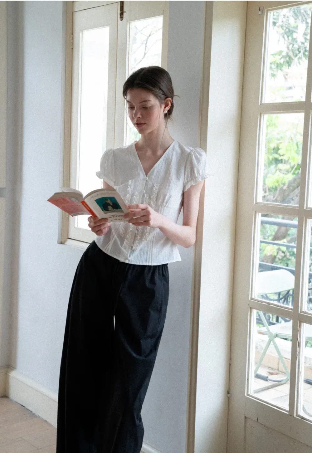 Elastic Waist Drawstring Wide Leg Casual Pants