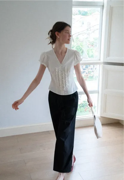 Elastic Waist Drawstring Wide Leg Casual Pants