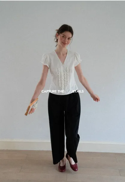 Elastic Waist Drawstring Wide Leg Casual Pants