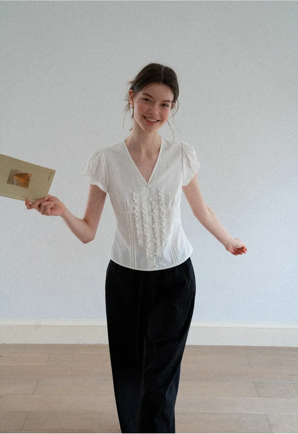 Elastic Waist Drawstring Wide Leg Casual Pants
