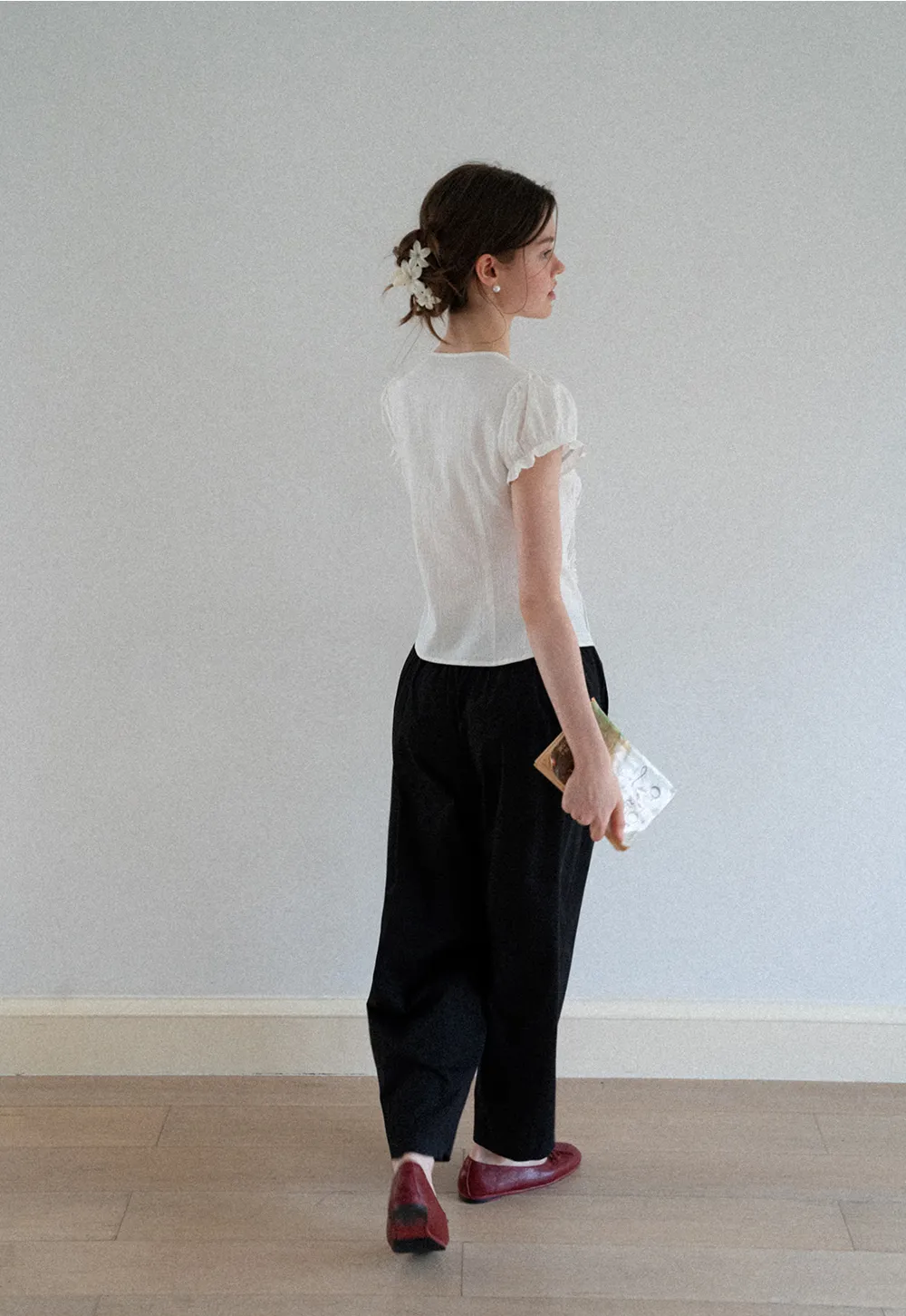 Elastic Waist Drawstring Wide Leg Casual Pants